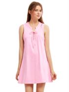 Shein Pink Sleeveless Lace Up Vest Dress