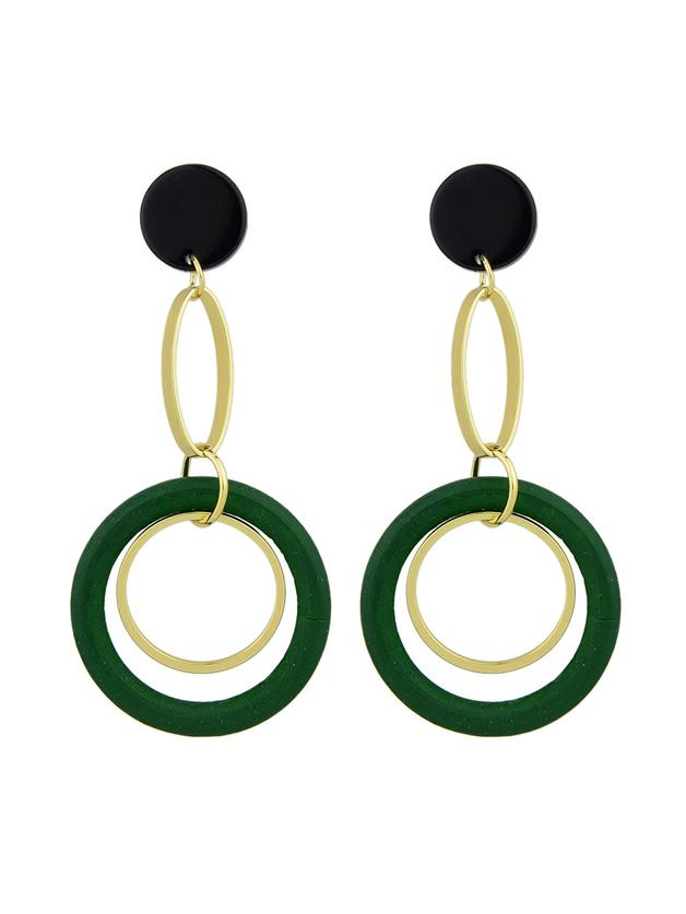 Shein Green Circle Colorful Resin Party Big Hanging Earrings For Women