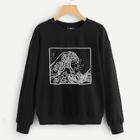 Shein Graphic Print Solid Sweatshirt