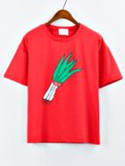 Shein Shallot Print Red T-shirt