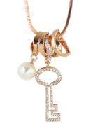 Shein Rosegold Rhinestone Key Shape Long Pendant Necklace