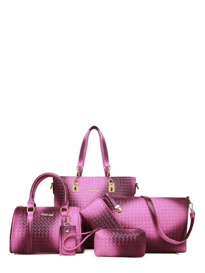 Shein Woven Design Pu Combination Bag 6pcs
