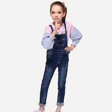 Shein Girls Pocket Detail Denim Overalls