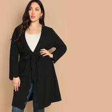Shein Plus Scallop Edge Self Belted Coat