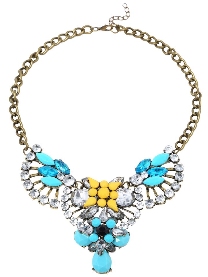 Shein Yellow Drop Gemstone Fan-shaped Necklace