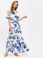 Shein Flower Print Flounce Off Shoulder Tiered Dress