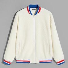 Shein Men Zip Up Striped Teddy Jacket