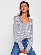 Shein Vertical Striped Wide Cuff Shirt