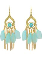 Shein Blue Retro Style Colorful Feather Chandelier Earrings