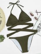 Shein Self Tie Hater High Leg Bikini Set