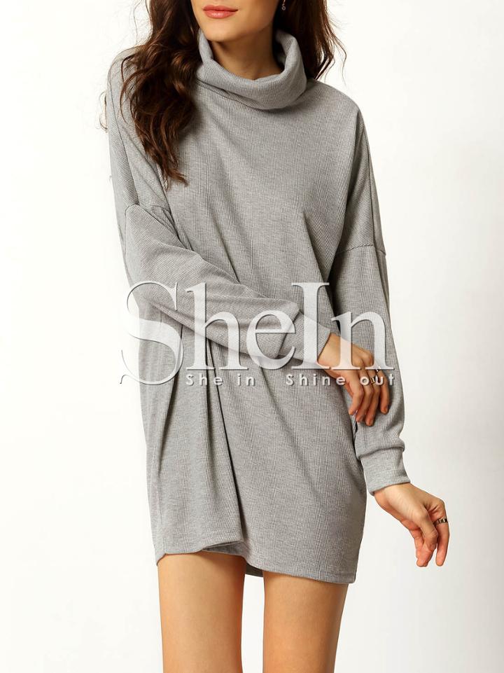 Shein Grey Turtleneck T-shirt Dress