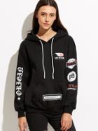 Shein Drop Shoulder Printed Hooded Sweatshirt With Pocket