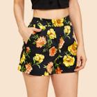 Shein Pocket Side Flower Print Shorts