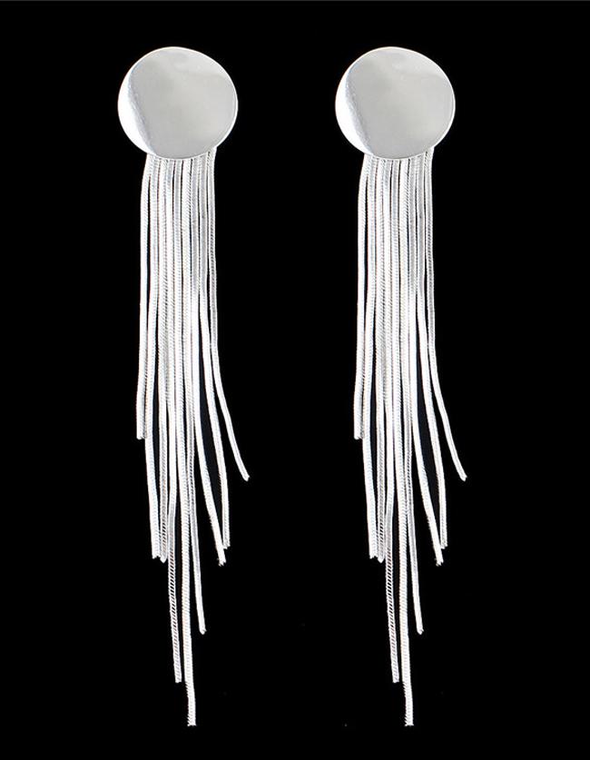 Shein Silver Plated Long Chain Earrings