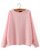 Shein Pink Round Neck Cartoon Pattern Sweatshirt
