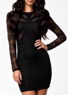 Rosewe Sexy Round Neck Long Sleeve Solid Black Mini Dress