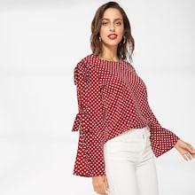 Shein Knot Side Polka Dot Blouse