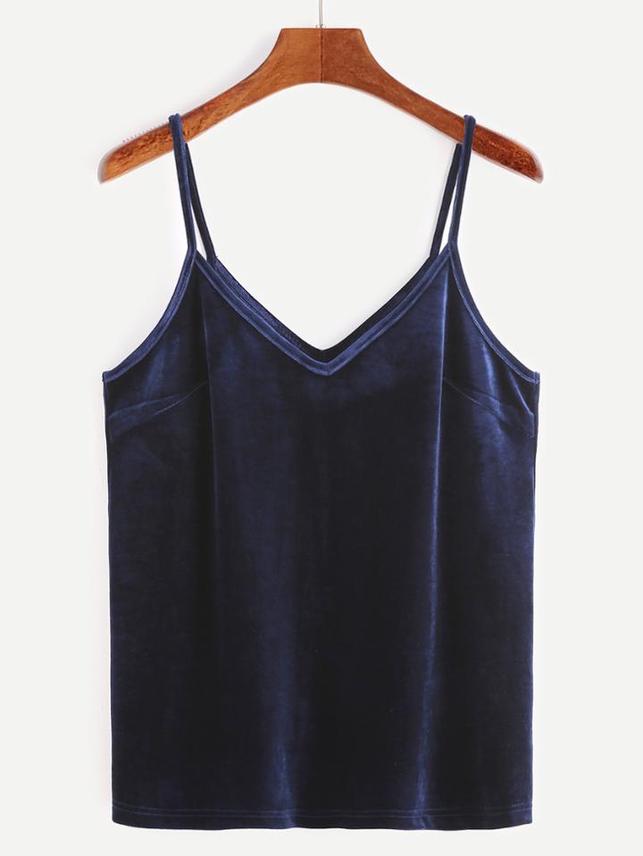 Shein Navy Velvet Cami Top