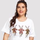 Shein Plus Rabbit Patched Tee
