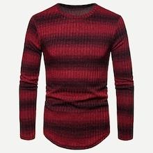 Shein Men Curved Hem Striped Sweater