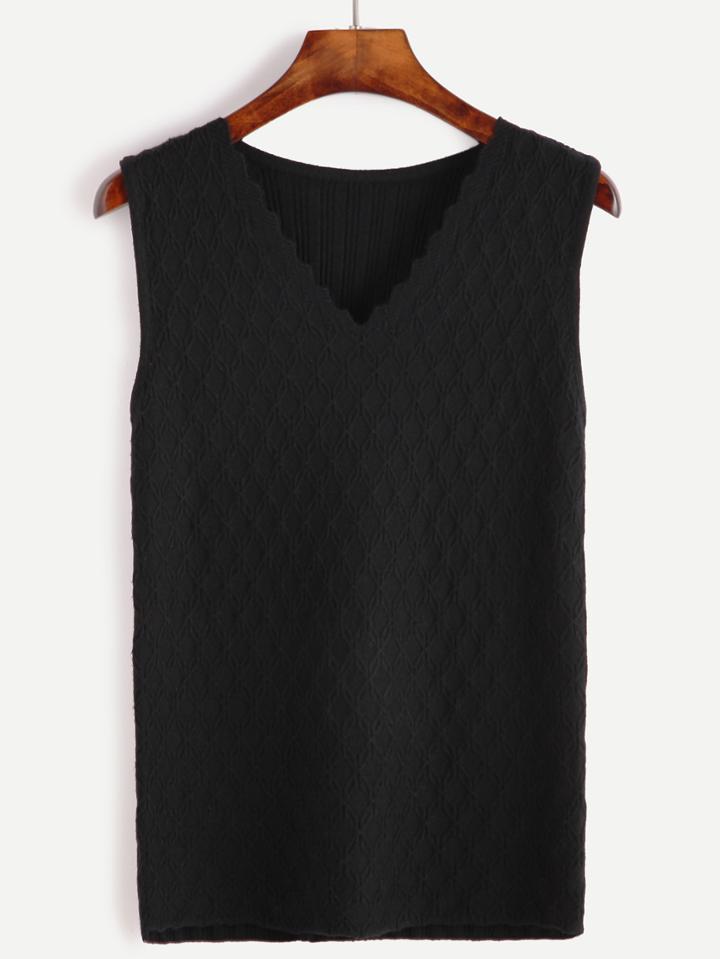 Shein Black Ribbed Back Sweater Vest