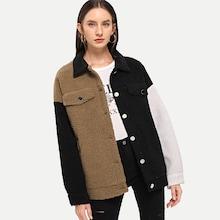 Shein Button Up Flap Pocket Teddy Coat