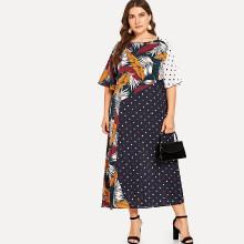 Shein Plus Mixed Print Tunic Dress