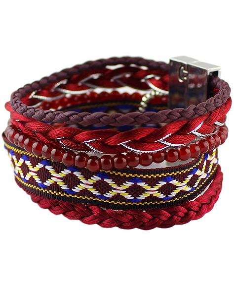 Shein Red Plait Bead Link Bracelet