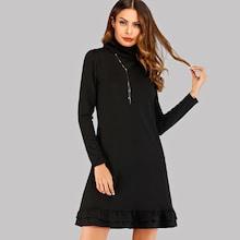 Shein High Neck Ruffle Hem Dress