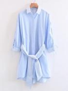 Shein Lace Up Sleeve Shirt Dress With Self Tie