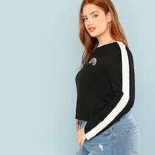 Shein Plus Contrast Tape Tee