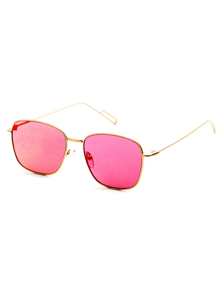 Shein Gold Delicate Frame Pink Lens Sunglasses