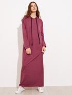 Shein Heather Knit Hidden Pocket Side Hoodie Dress