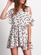 Shein Open Shoulder Print Layered Dress
