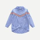 Shein Girls Button Decoration Striped Blouse