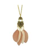 Shein Coffee Colorfeather Long Pendant Necklaces