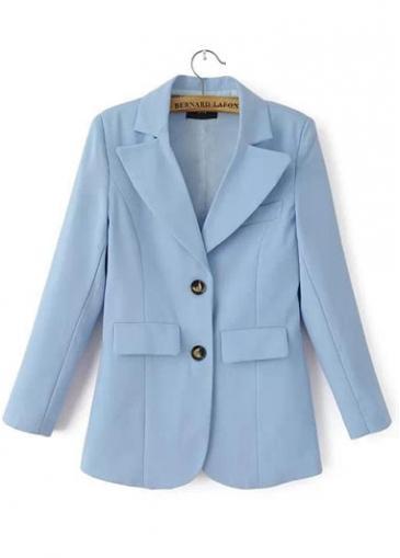 Rosewe Work Essential Button Closure Turndown Collar Blue Blazer