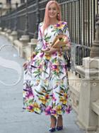 Shein Multicolour Long Sleeve Flowery Floral Pastel Dress