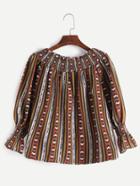 Shein Khaki Off The Shoulder Shirred Top