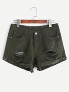 Shein Distressed Frayed Cuffed Denim Shorts