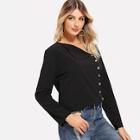 Shein Solid Single-breasted Blouse