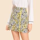 Shein Zip Side Floral Print Skirt