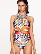 Shein Multicolor Printed Halter One-piece Swimwear