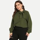 Shein Plus Solid Self-tie Blouse