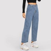 Shein Button Wide-leg Jeans