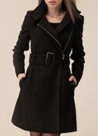 Rosewe Gorgeous Long Sleeve Solid Black Coat With Turndown Collar