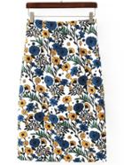 Shein Multicolor Slim Floral Midi Skirt