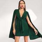 Shein Cape Sleeve Plunging Neck Dress
