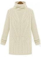 Rosewe Chic Beige Turtleneck Long Sleeve Knitting Wool Sweaters