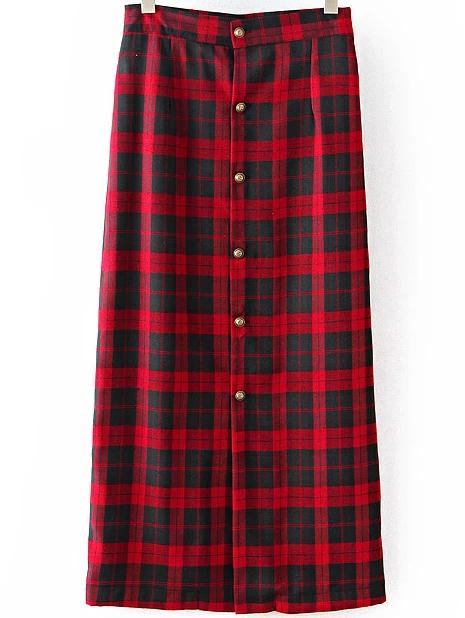 Shein Plaid Single Breasted Skirt